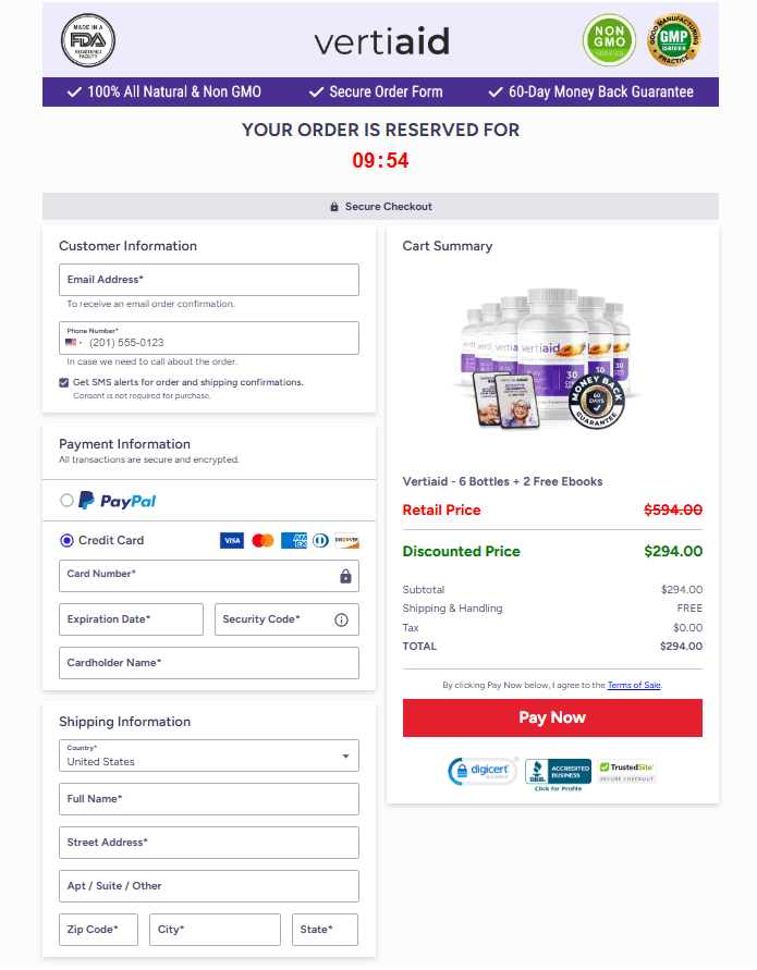 VertiAid Secured Order Page